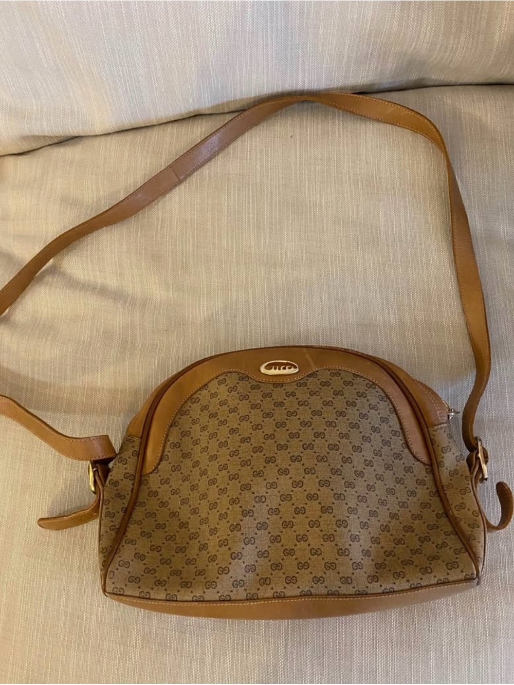 Vintage Gucci Brown/Tan Monogram Crossbody Bag